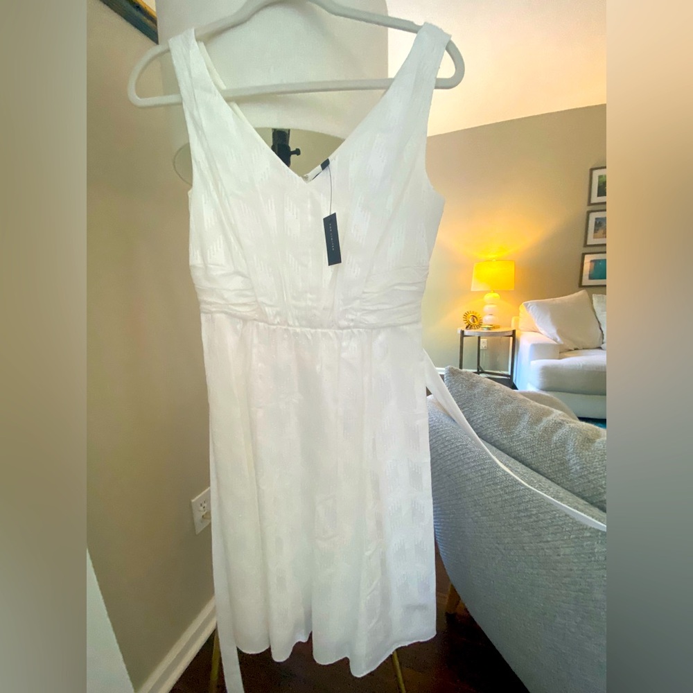 The Limited White V-Neck Midi Dress
